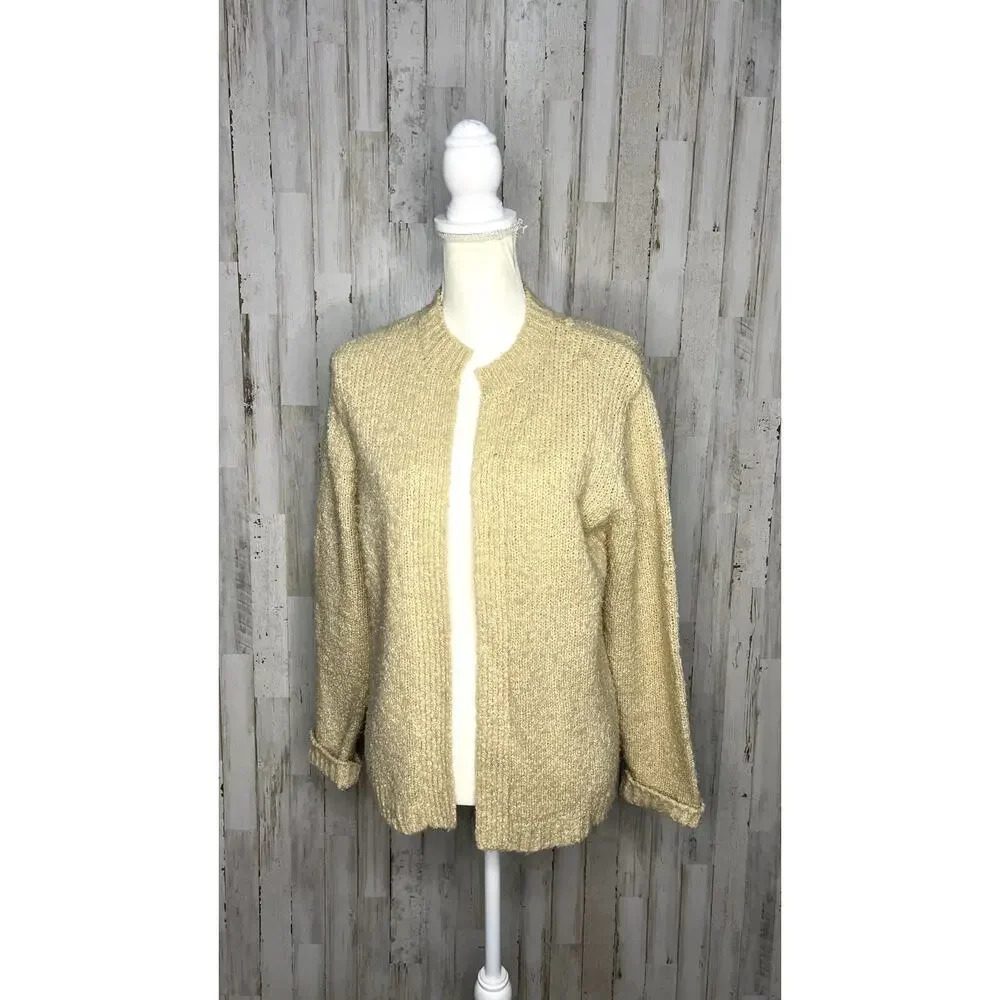 Vintage‎ MS Sport Beige Knit Cardigan Sweater Women's Size XL Long Sleeve